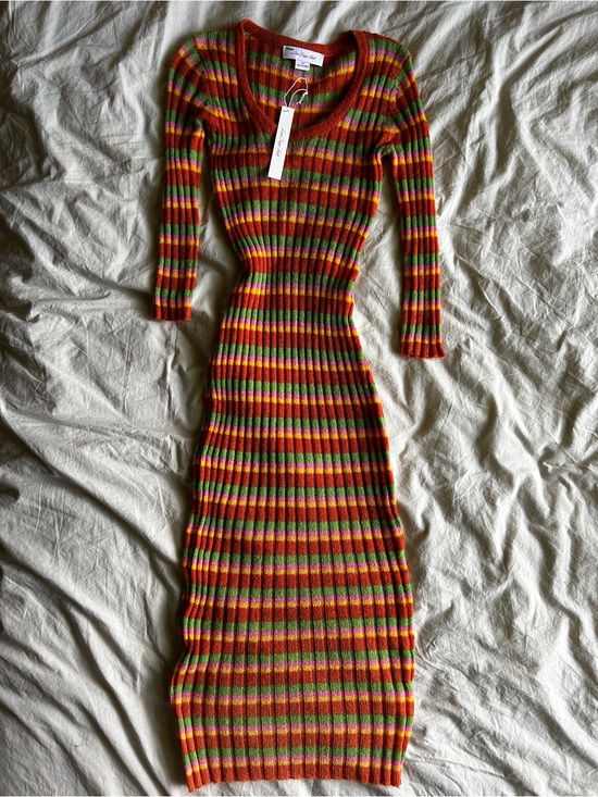 Lisa Says Gah Dresses & Skirts - Lisa Says Gah NWT XS/S Ribbed Long-Sleeve Striped Knit Dress - Multicolor